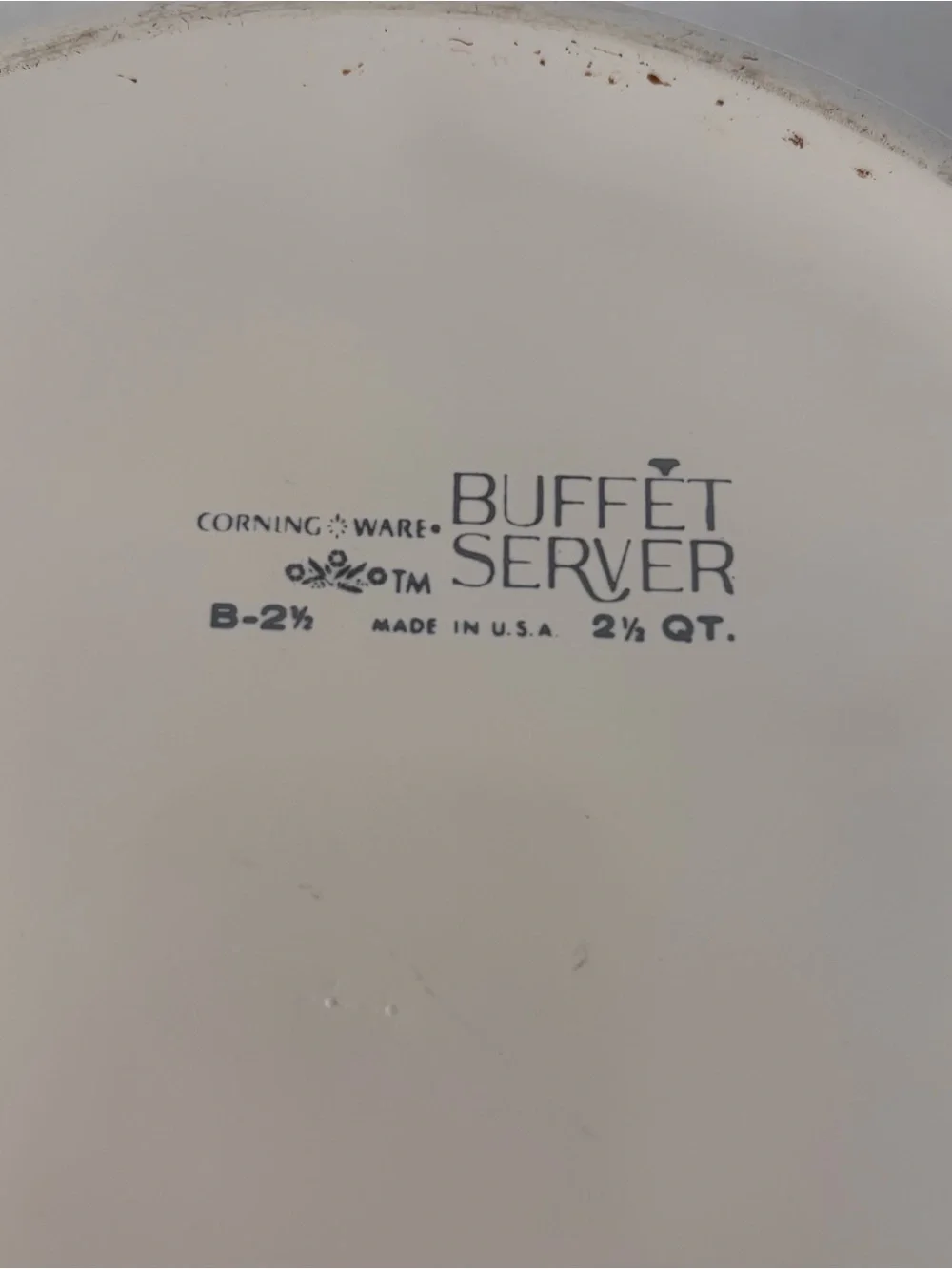 Corning Ware Buffet Server B-2 1/2-B White 2.5 Quart Mid Century Vintage 1960's